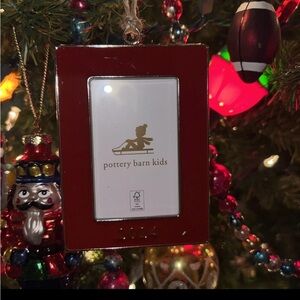 Pottery Barn Kids 2024 Red Rectangle Enamel Frame Christmas Ornament New in Box